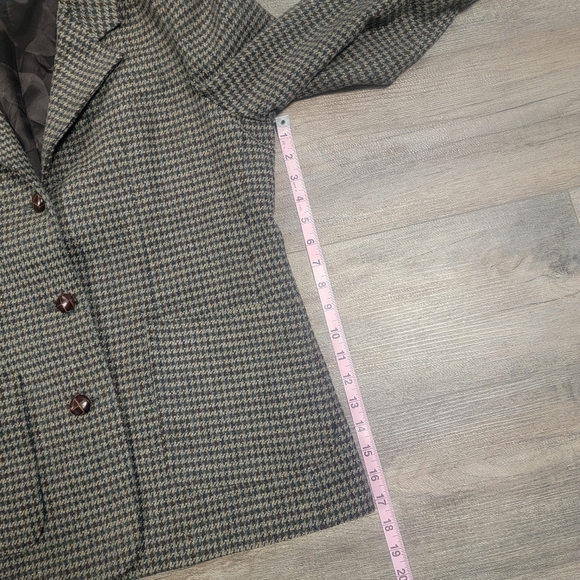 LL Bean Blazer Vintage Womens 10 Houndstooth Three Button Wool Jacket - Picture 10 of 13